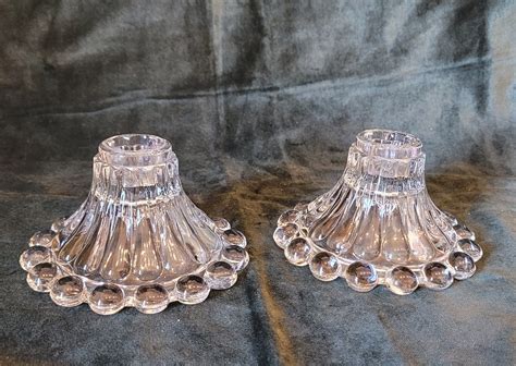 Vintage Anchor Hocking Pair Of Berwick Boopie Glass Candle Holders Etsy