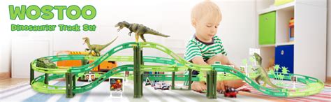 Wostoo Dinosaur Tracks Toy Set Car Race Track Train Tracks Set With 1