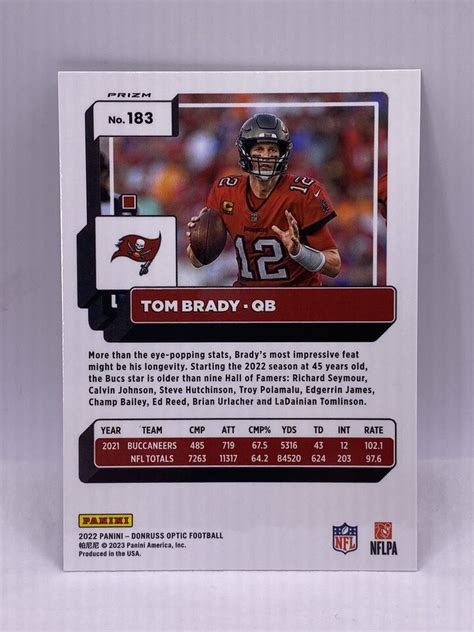 2022 Panini Donruss Optic Tom Brady Holo Silver Tampa Bay Buccaneers