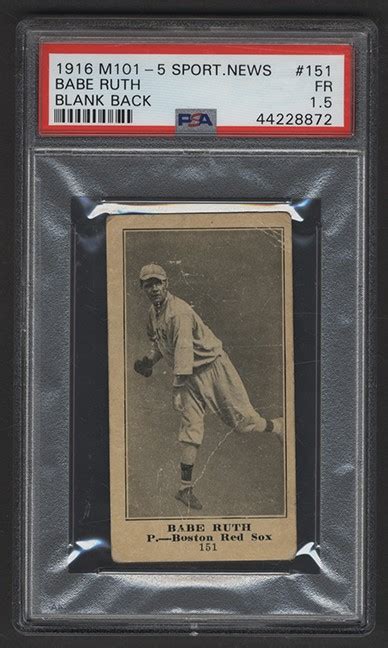 M Sporting News Blank Back Babe Ruth Rookie Psa Fr