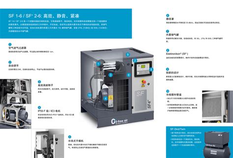 阿特拉斯无油涡旋空压机sf1 6kw，2 22 Kw 无锡帝力坚特科技有限公司