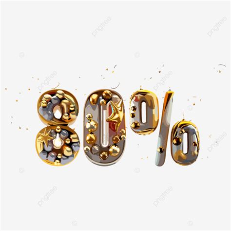 Golden 80 Percent Off Discount Sale Label 3d Design Vector 3d Design