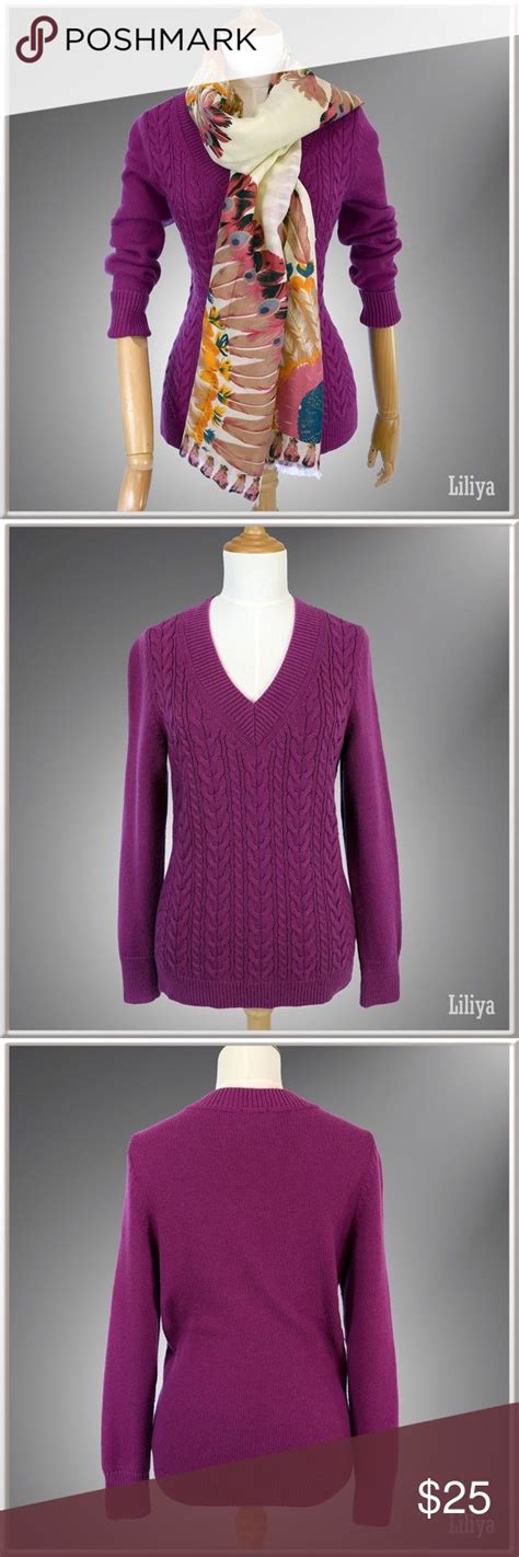 Talbots Womens V Neck Magenta Sweater Magenta Sweater Sweaters Talbots