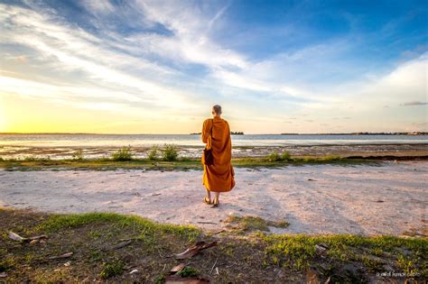 Here Now Sunset Buddhist Monk Sunset Monk