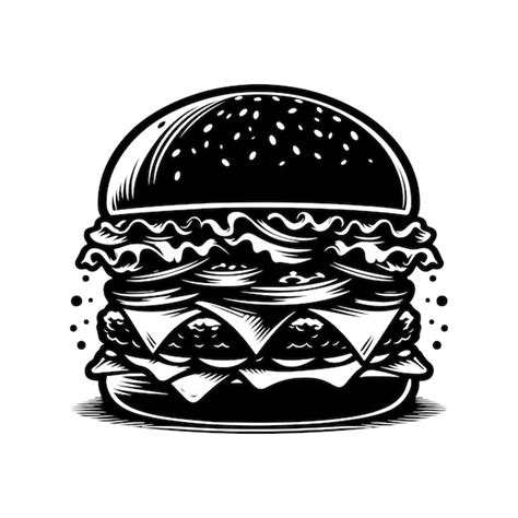 Burger Vector Silhouette Burger Food Icon Illustration Premium Ai