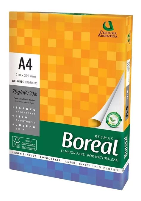 Resma A4 75grs Boreal Celulosa Papel Obra 500 Hojas Mebuscar Argentina