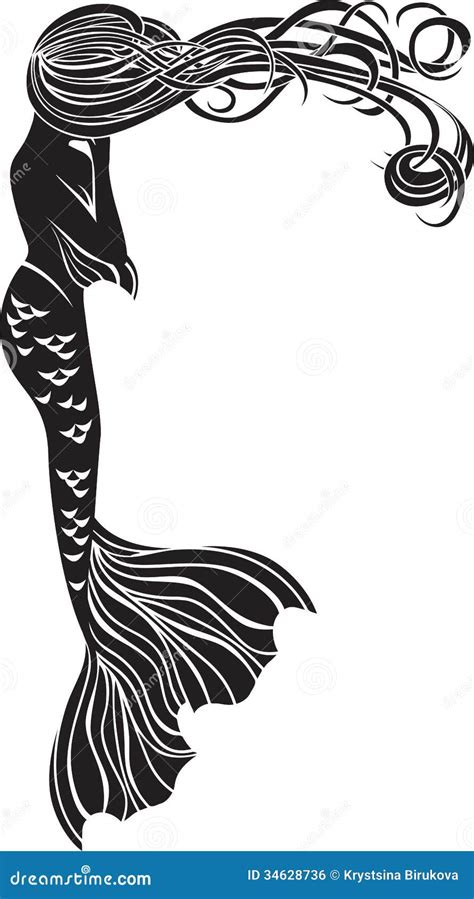 Plantilla Gritadora De La Sirena Ilustración Del Vector Ilustración De Hada Negro 34628736