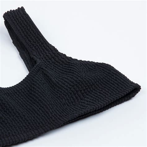 Bikini Oberteil Mädchen Bustier texturiert 500 Lana schwarz Decathlon