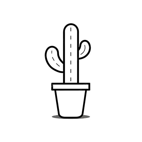 Cactus Simple En Línea Negra Png Dibujos Cactus Línea Planta Png Imagen Para Descarga