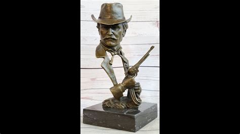 Wyatt Earp Wild West Ok Corral Bronze Bust Sculpture Statue Western Art