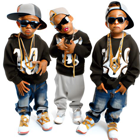 Adorably Cute Group of Black Kids Wearing Extremely Detailed Hip Hop Clothing · Creative Fabrica