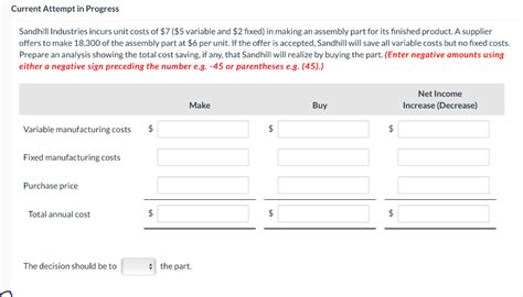 Solved Sandhill Industries Incurs Unit Costs Of Chegg