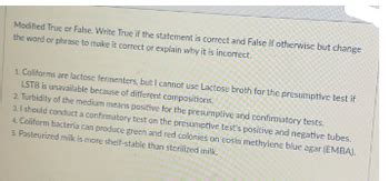 Answered Modified True Or False Write True If The Statement Is