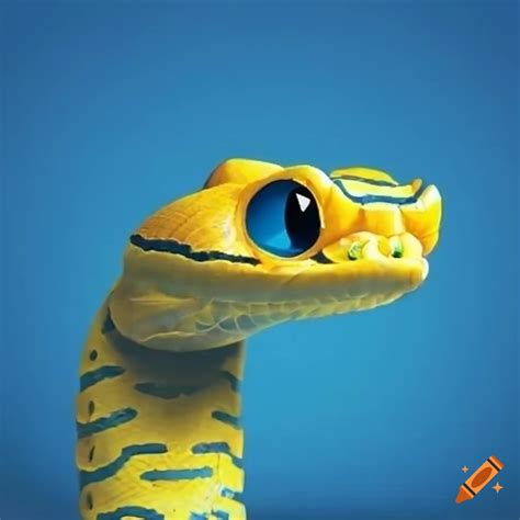 Friendly Viper In Yellow And Blue Cartoon Style On Craiyon