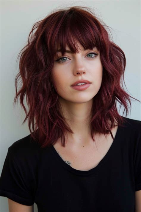 56 Shaggy Lob With Bangs Hairstyle Ideas In 2024 Short Hair Styles Short Hair With Bangs