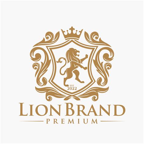 Luxury Lion Crest Heraldry Logo Elegant Gold Heraldic Shield Icon