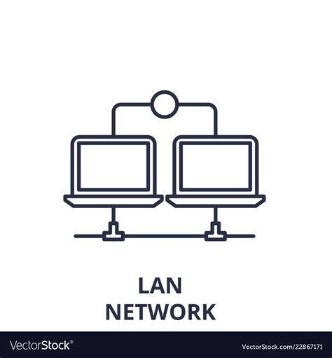 Lan Network Line Icon Concept Royalty Free Vector Image