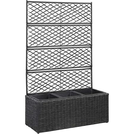 Tidyard Hochbeet Pflanzkasten Blumenkübel aus Poly Rattan Mit 3