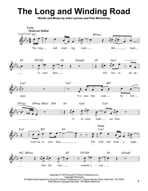 The Long And Winding Road By The Beatles Sheet Music For Pro Vocal At Sheet Music Direct