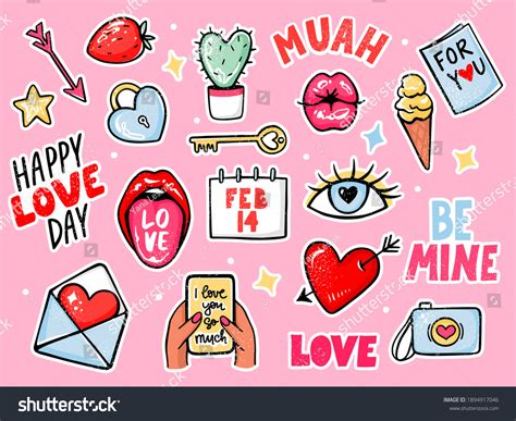 Love Stickers Vector Set Valentines Day Stock Vector Royalty Free