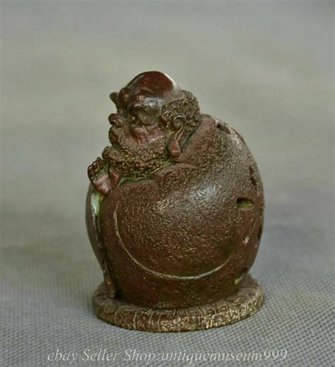 Old Chinese Bronze Arhat Damo Bodhidharma Dharma Buddha Censer