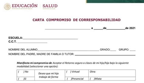 Formato De Carta Compromiso Para Padres De Familia Para Imprimir