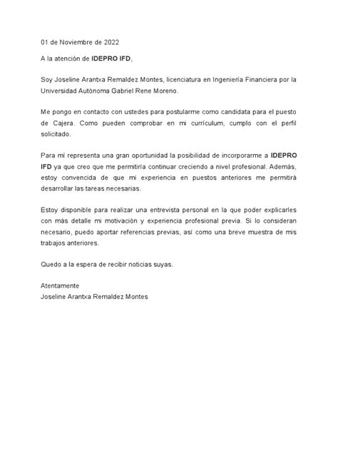 Carta Presentación Europass Pdf