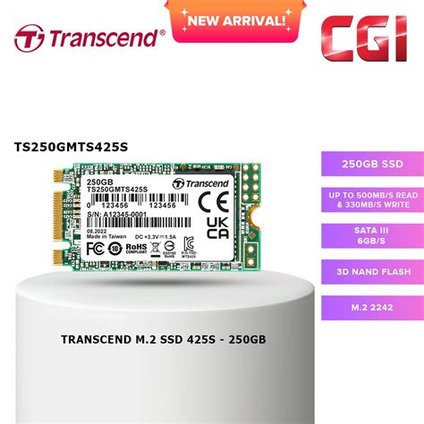 Transcend 250GB SATA III 6Gb S M 2 2242 425S 3D NAND SSD