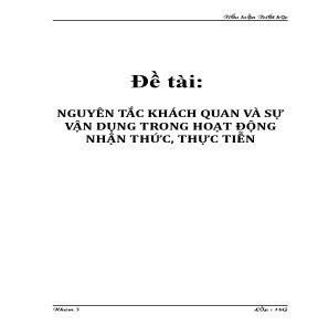 Ti U Lu N Tri T H C Nguy N T C Kh Ch Quan V S V N D Ng Trong Ho T