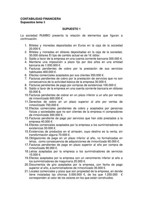 Tema Enunciados Supuestos Tema Contabilidad Financiera