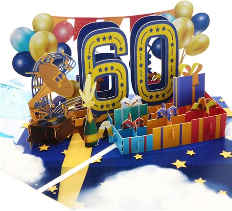 Poplovecard Happy 60th Birthday Pop Up Card 60 Years 3d