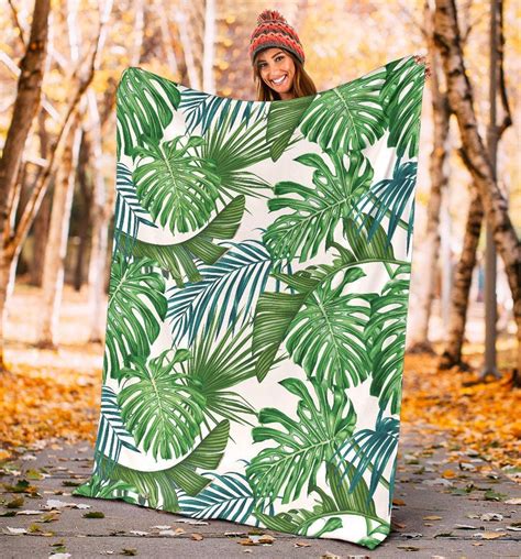 Tropical Leaves Blanket Tropical Leaves Throw Blanket Etsy