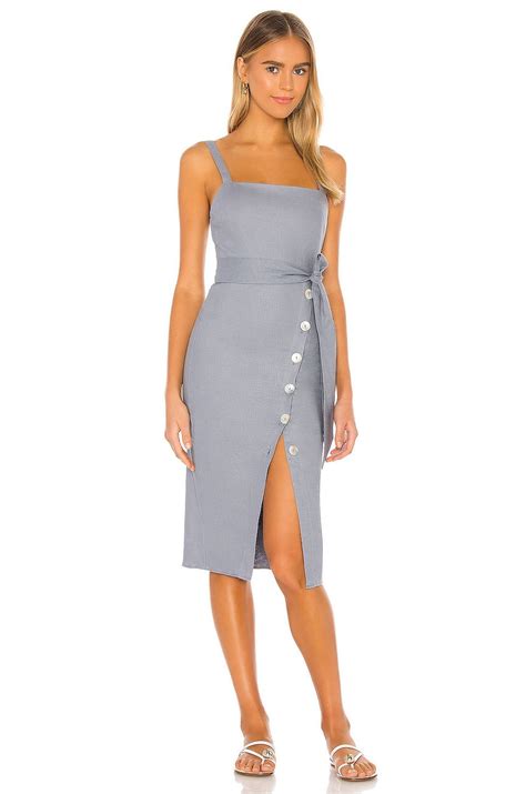 Privacy Please Saratoga Midi Dress In Dusty Blue From