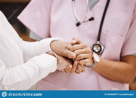 Support Empathy And Nurse Holding Hands With Patient For Compassion Trust And Comfort From