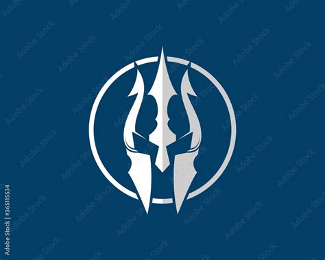 Silver spartan helmet and trident Stock Vector | Adobe Stock