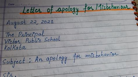 A Letter Of Apology For Misbehavior Application Of Apology For