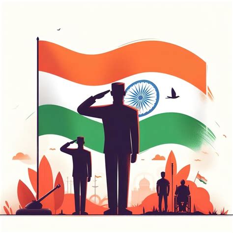 Premium Photo Vector Illustration Of People Saluting National Flag