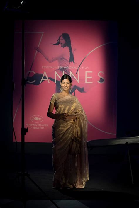 Nandita Das Wearing Anavilla Peach Linen Zari Saree At Cannes Film Festival 2017 Cannes Film