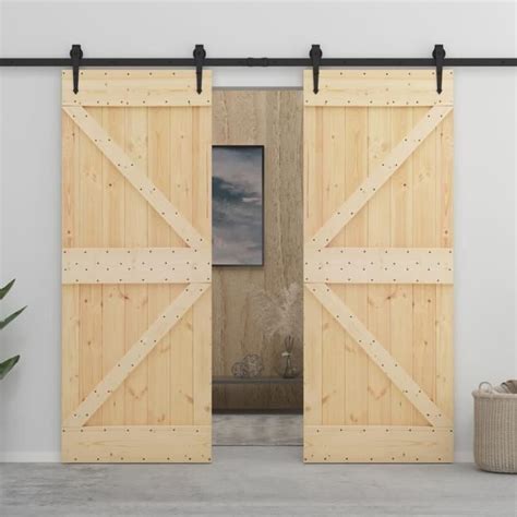 Dbaiyi Ddis Porte Coulissante Avec Kit De Quincaillerie 90x210cm Pin