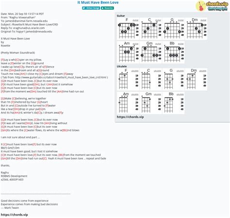 Chord: It Must Have Been Love - tab, song lyric, sheet, guitar, ukulele ...