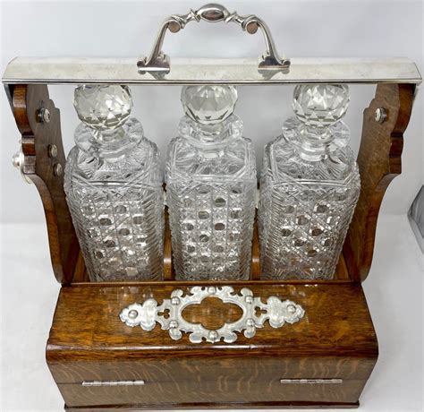 Antique English Silver Plate And Cut Crystal Tantalus Smokers Box Circa 1880 For Sale At 1stdibs