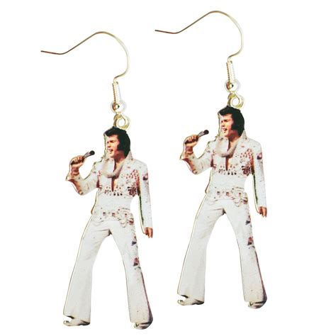 Unique White Jumpsuit Elvis Swinging Legs Novelty Earrings Collections Etc