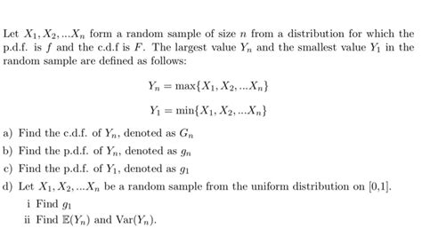 Solved Let X1 X2 Xn Form A Random Sample Of Size N From