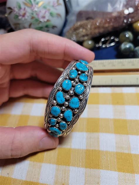 Sterling Silver Navajo Southwestern Turquoise Cluster Gem