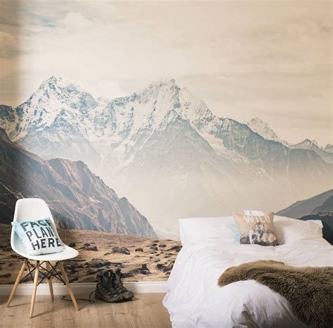 Mountain Wallpaper Mural In 2020 Mountain Mural Mural Wallpaper Images