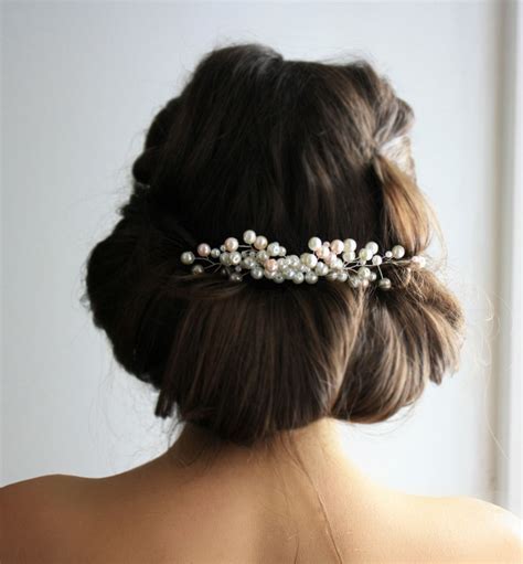 Peigne Cheveux Mariage Perles Nacr Es Ivoire Et Rose P Le Accessoires