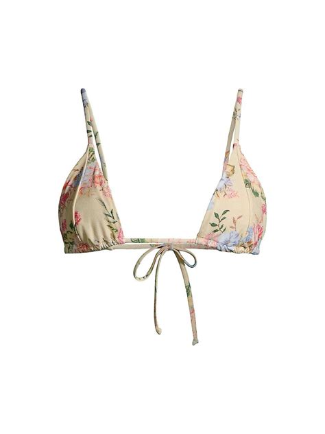 WeWoreWhat Cooper Floral Triangle Bikini Top Sand Multi Editorialist