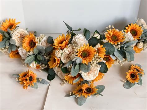 Rustic Sunflower Bouquet Bridal Bouquet With Sunflowers And Etsy