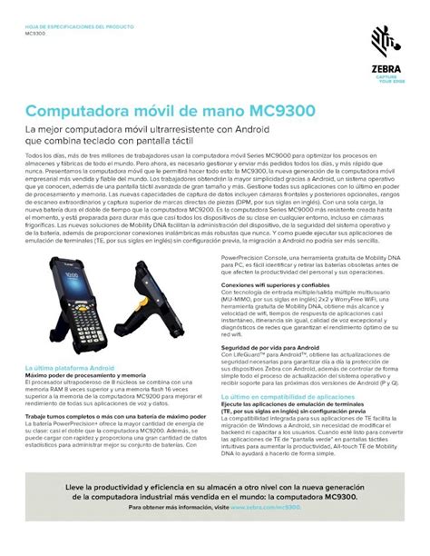 Pdf Hoja De Especificaciones De La Computadora M Vil De Mano