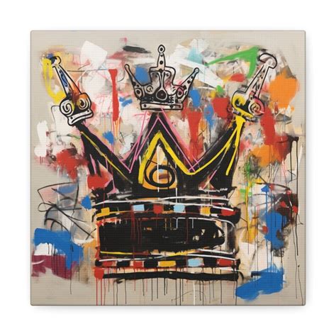 Crown Jean Michel Basquiat Inspired Art Maximalist Abstract Painting ...